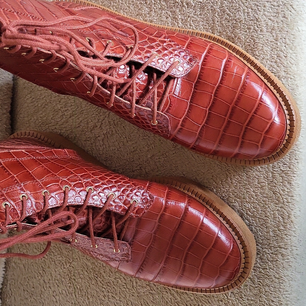 Vince Camuto Rust Combat Boots EUC WO's 8.5 - Picture 5 of 8